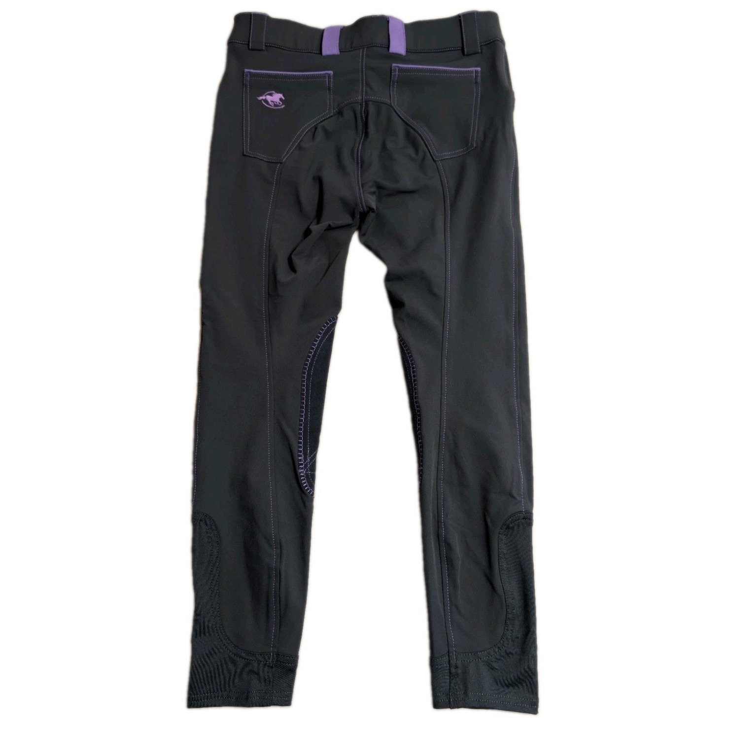 Piper Smartpak Girls 14 Riding Breeches Navy Purple Knee Patch Equestrian Pants — image 3 of 8